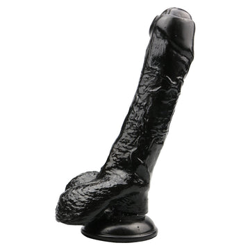 Black Realistic Thick Dildo With Foreskin