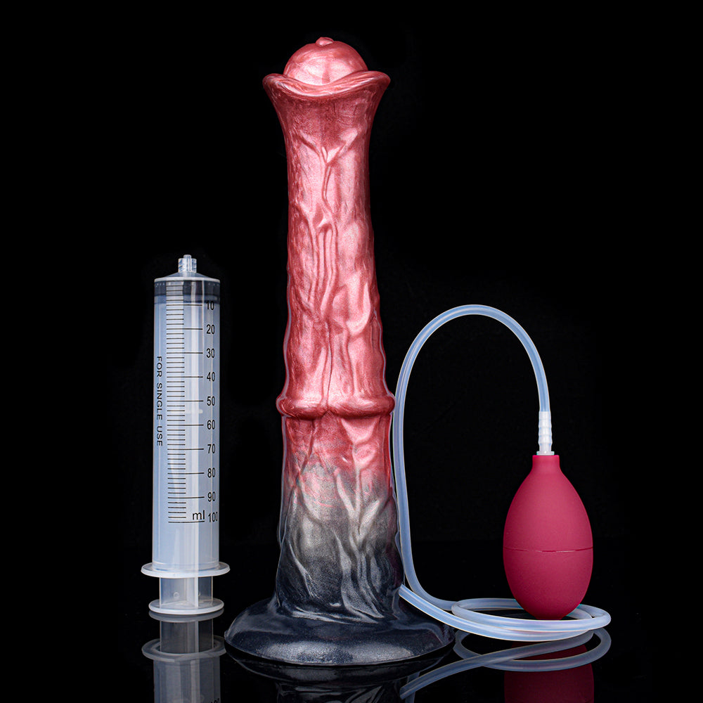 Pink Horse Ejaculation Liquid Silicone  Fantasy Dildo