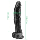 Load image into Gallery viewer, 10 inch crooked mouth black dildo