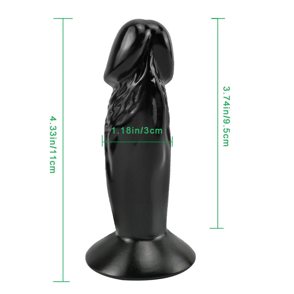 Short 4 INCH  Black Realistic Suction Cup dildo