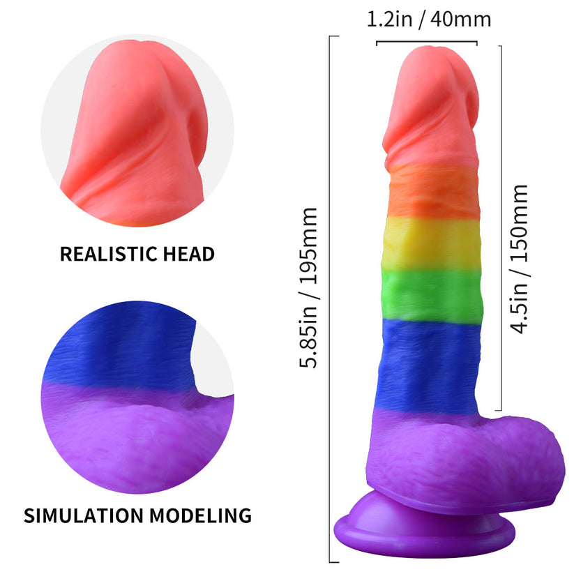 Rainbow Silicone Suction Cup Anal Dildo