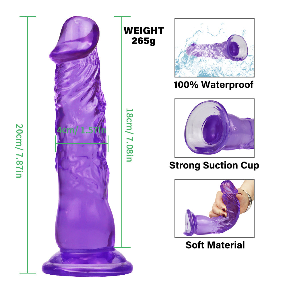 8 Inch extra straight purple dildo