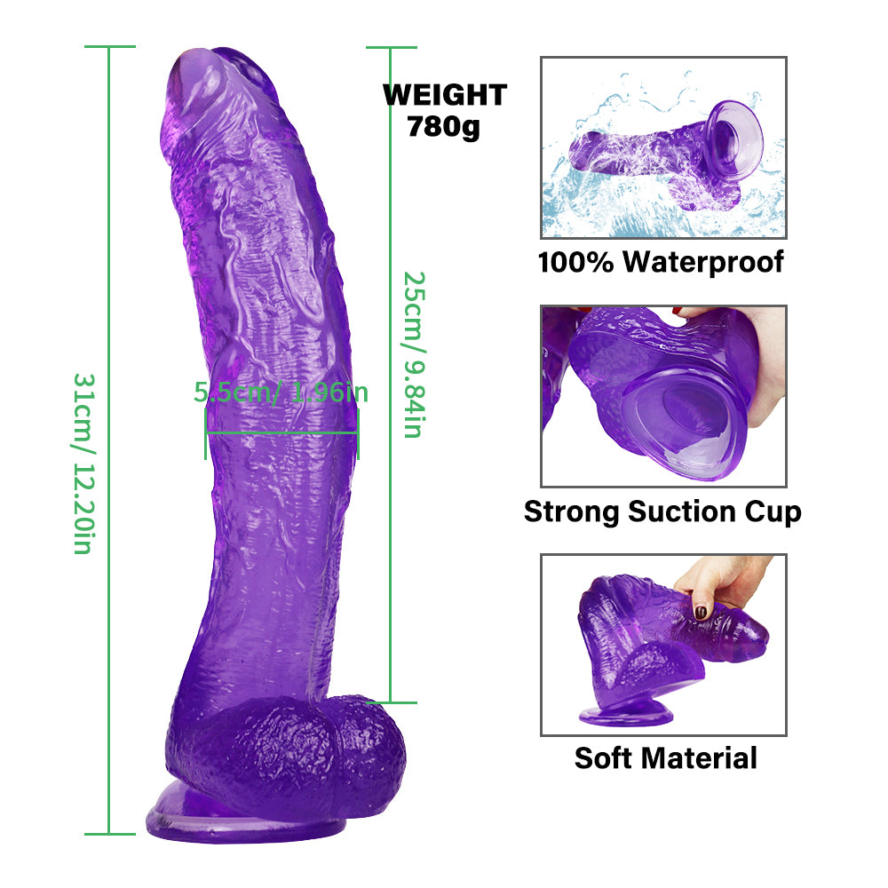 10 inch crooked mouth purple dildo