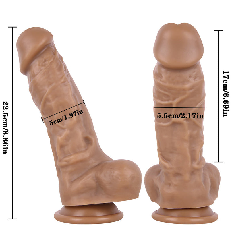 Brown Curved Silicone Realistic Dildo