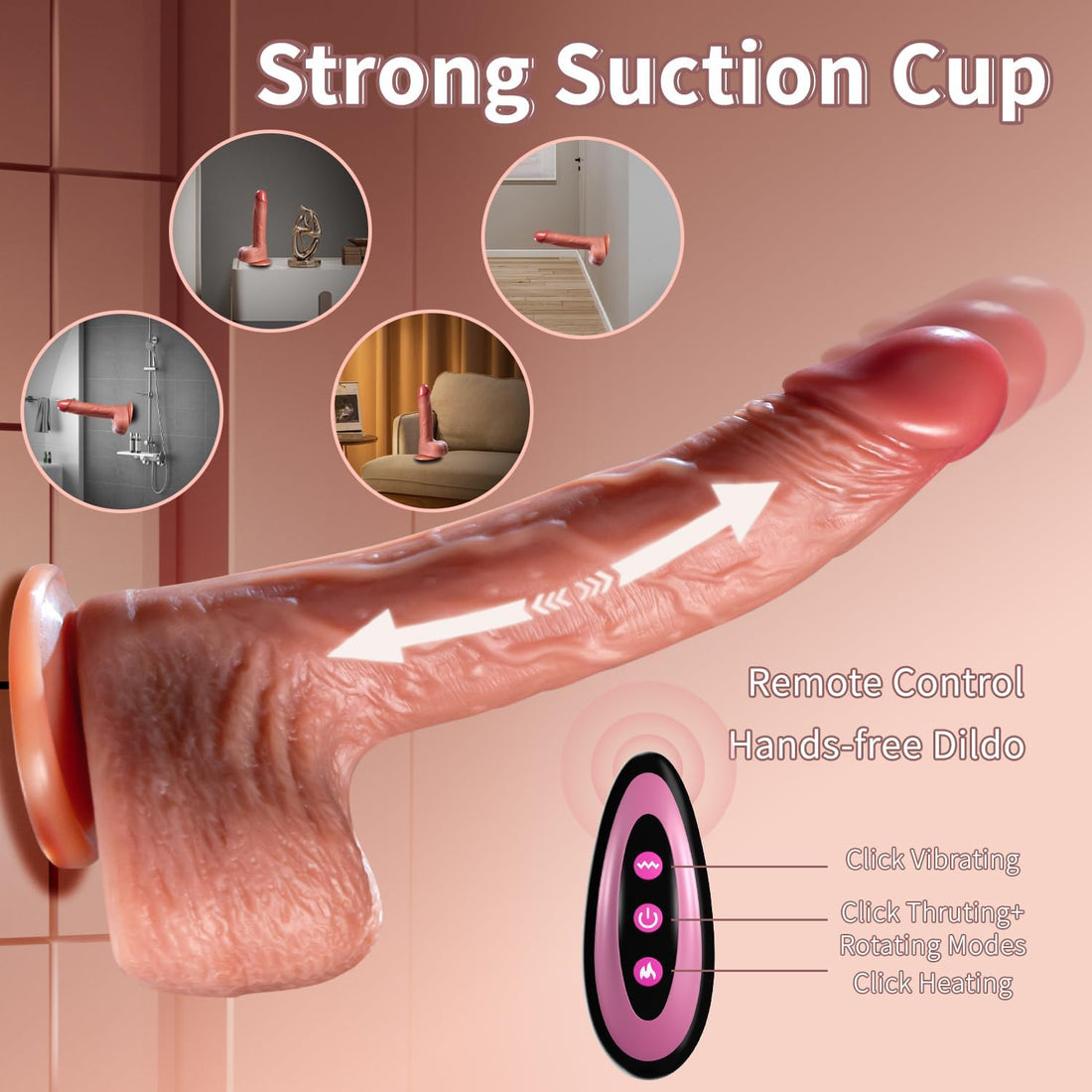 9 Inch Remote Vibrating Realistic Thrusting Dildo
