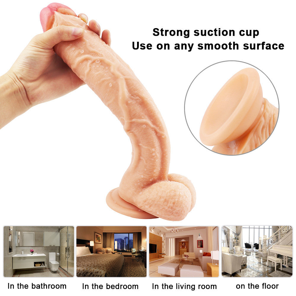 10 inch crooked mouth flesh color dildo