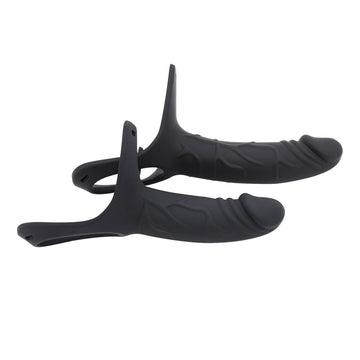 Black Silicone Hollow Strap On Dildo