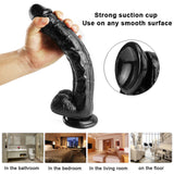 Load image into Gallery viewer, 10 inch crooked mouth black dildo