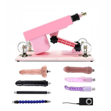 Pink Female Sex Machine with Dildo Accessories