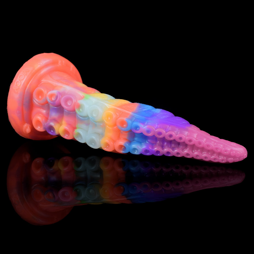 Rainbow Glow In The Dark Tongue Tentacle Dildo