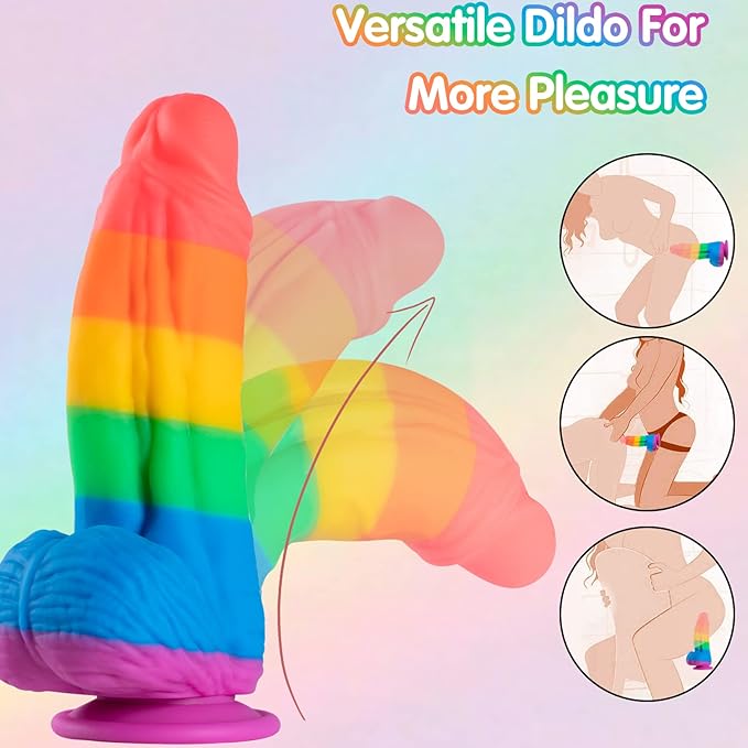 10 Inch Realistic Large Rainbow Dildo