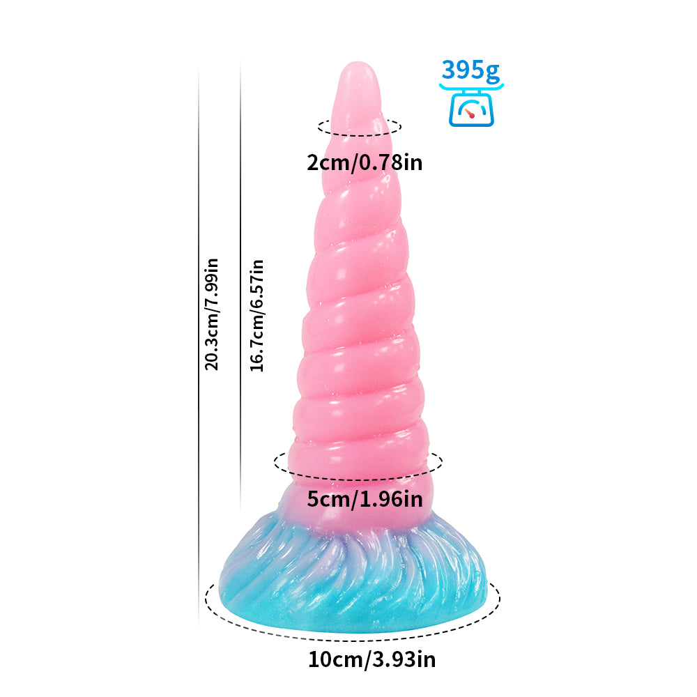 unicorn dildo tapered 8 inch pink light up