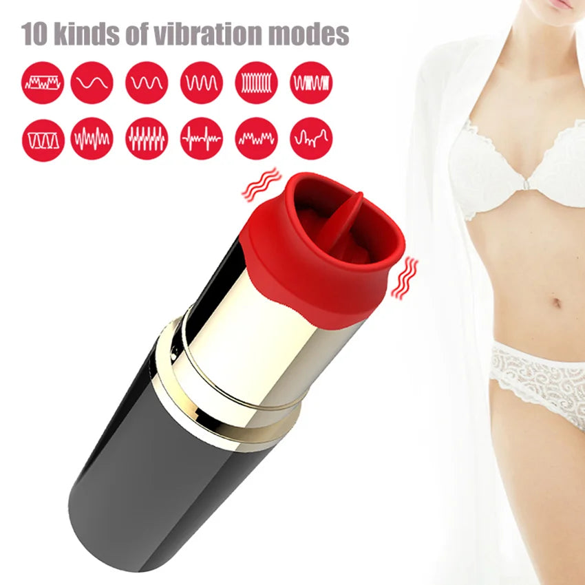 Tongue Licking Vibrator Lipstick Discreet Sex Toys