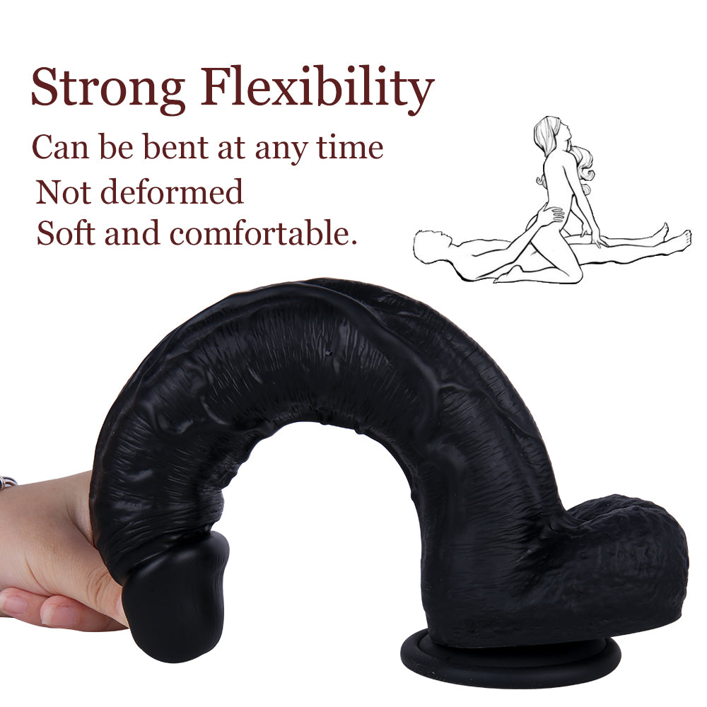 11 Inch Black Curved Silicone Dildo