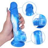 Load image into Gallery viewer, 7 Inch Blue Silicone Dildo