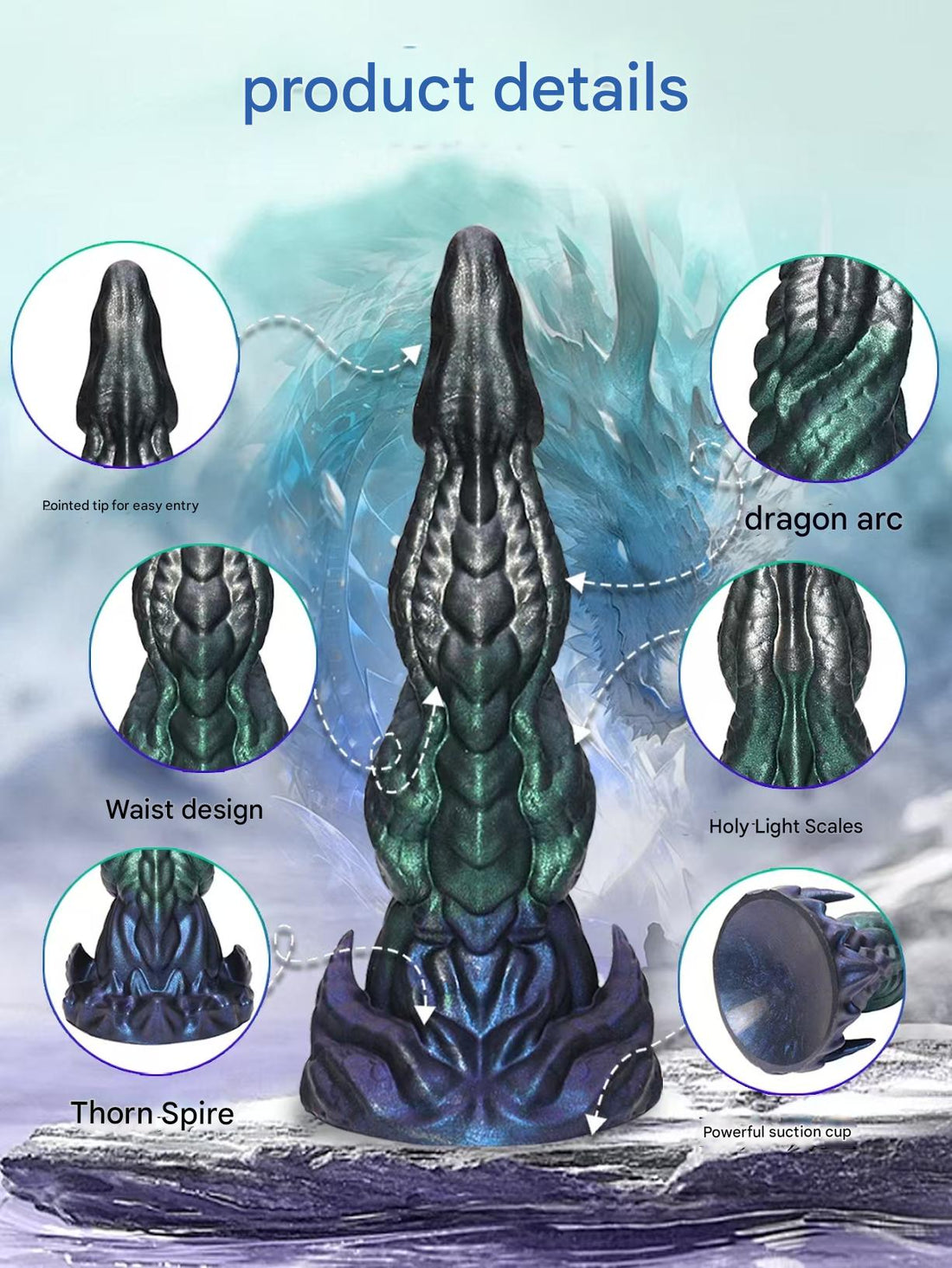 8 Inch Weird Silicone Fantasy Dragon Dildo