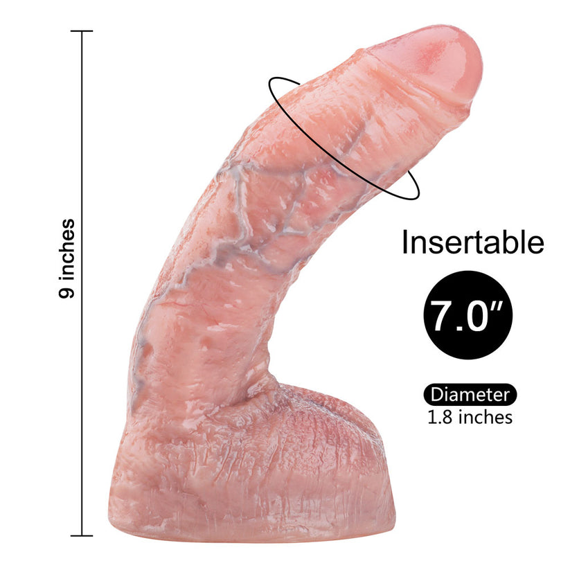 Real Skin 9 Inch Curved Realistic Dildo