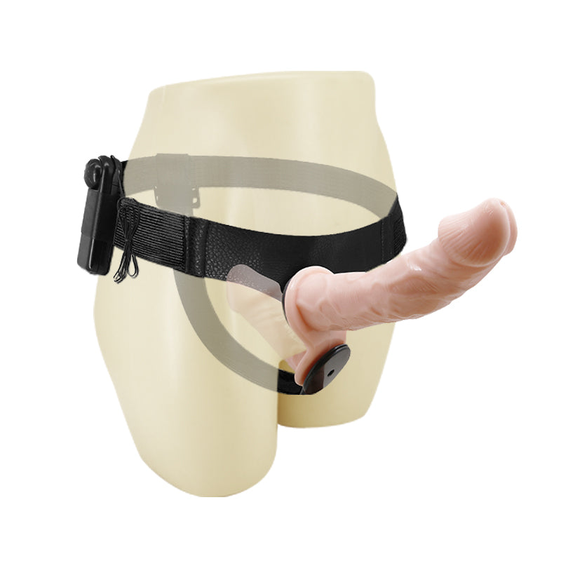 Realistic Flesh Vac-U-Lock Double Vibrating Strap On Dildo