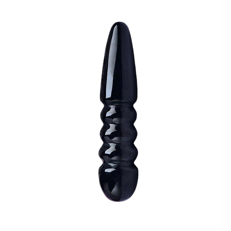 Black crystal thread dildo