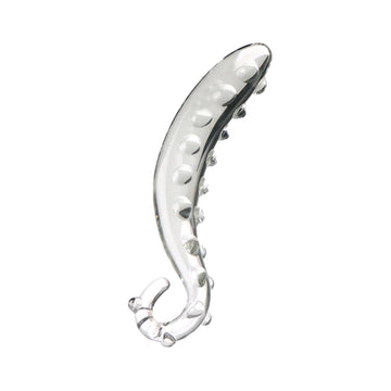 Clear Glass Curved Raised Tentacle Dildo