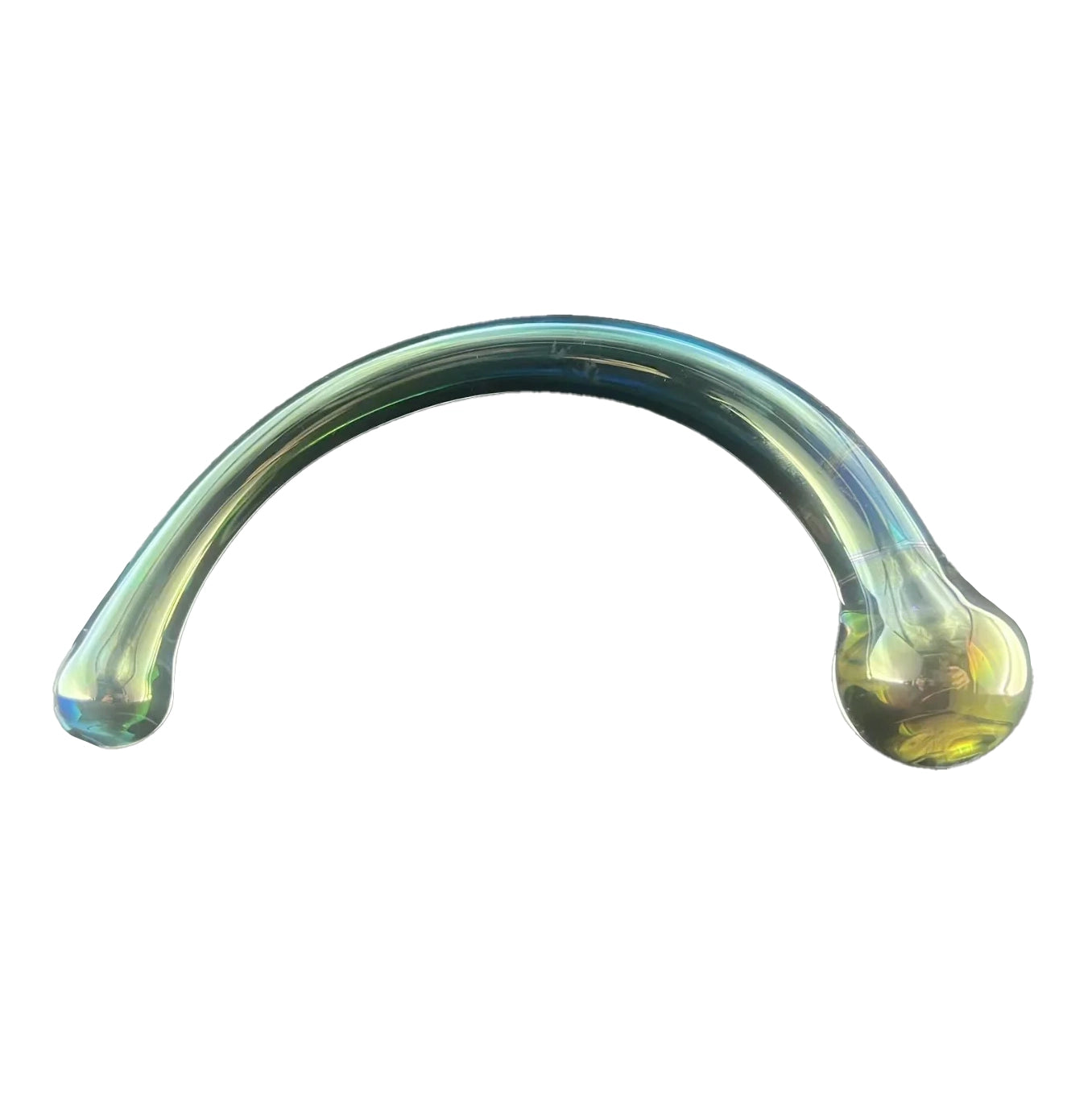 Green Curved Double Glass Dildo