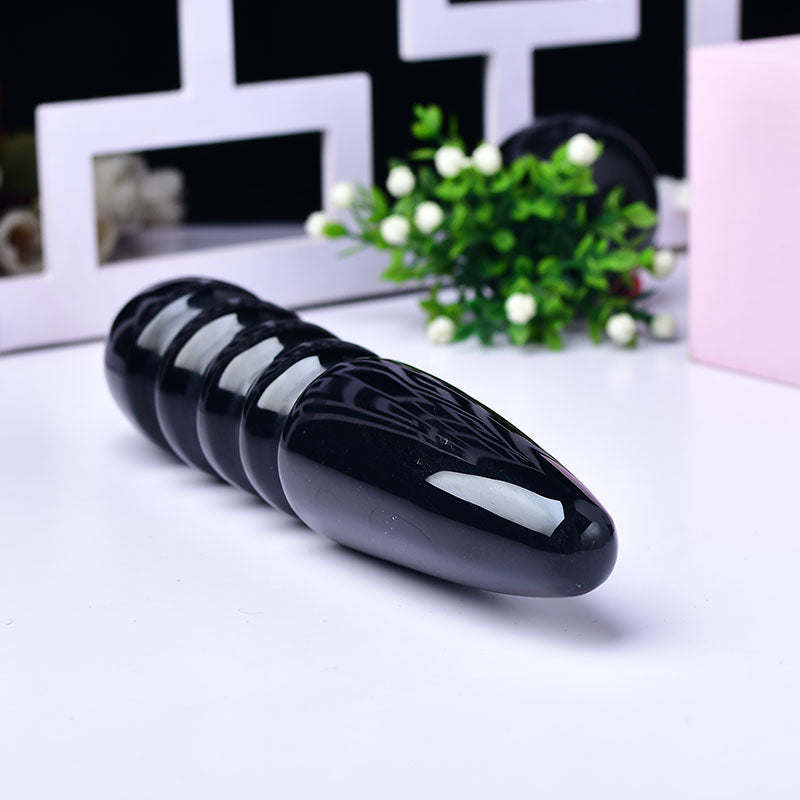 Black crystal thread dildo