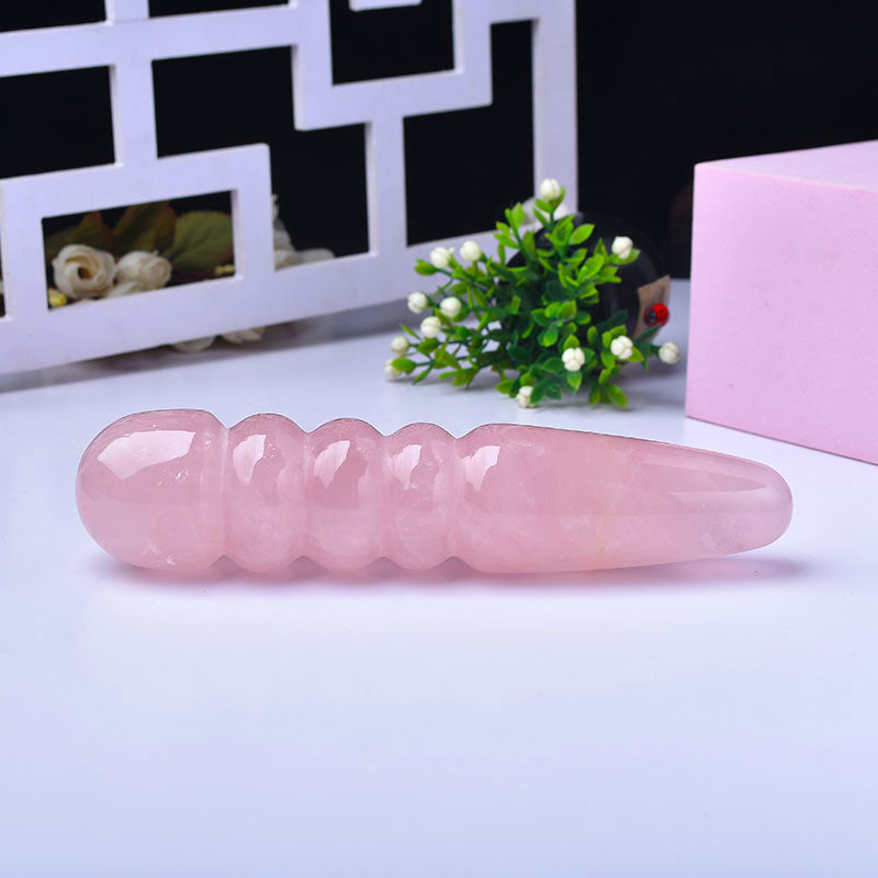 Four ring pink crystal dildo