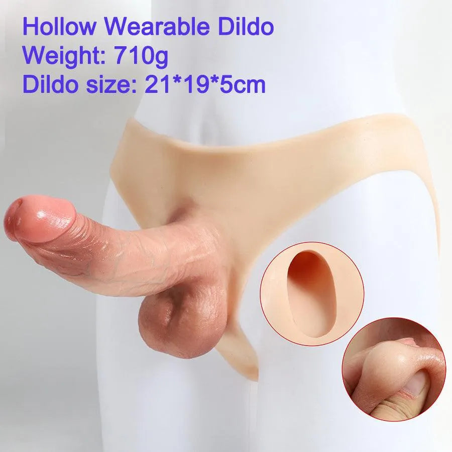 Realistic 8inch Penis Hollow Dildo for Couples