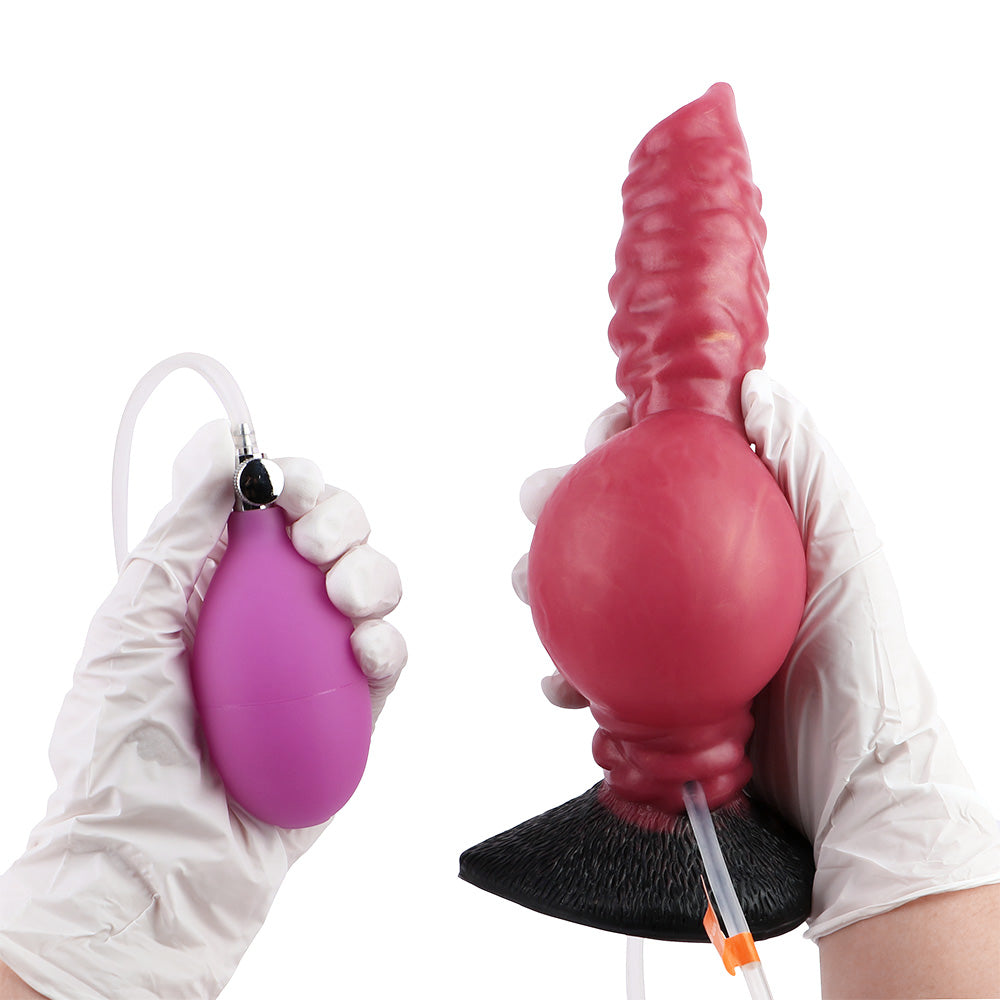 7 Inch Red Inflation Squirting Dog Dildo