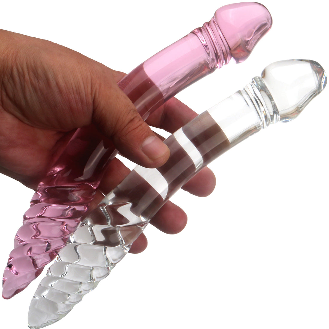 9 Inch Pink Threaded Double Glass Dildo