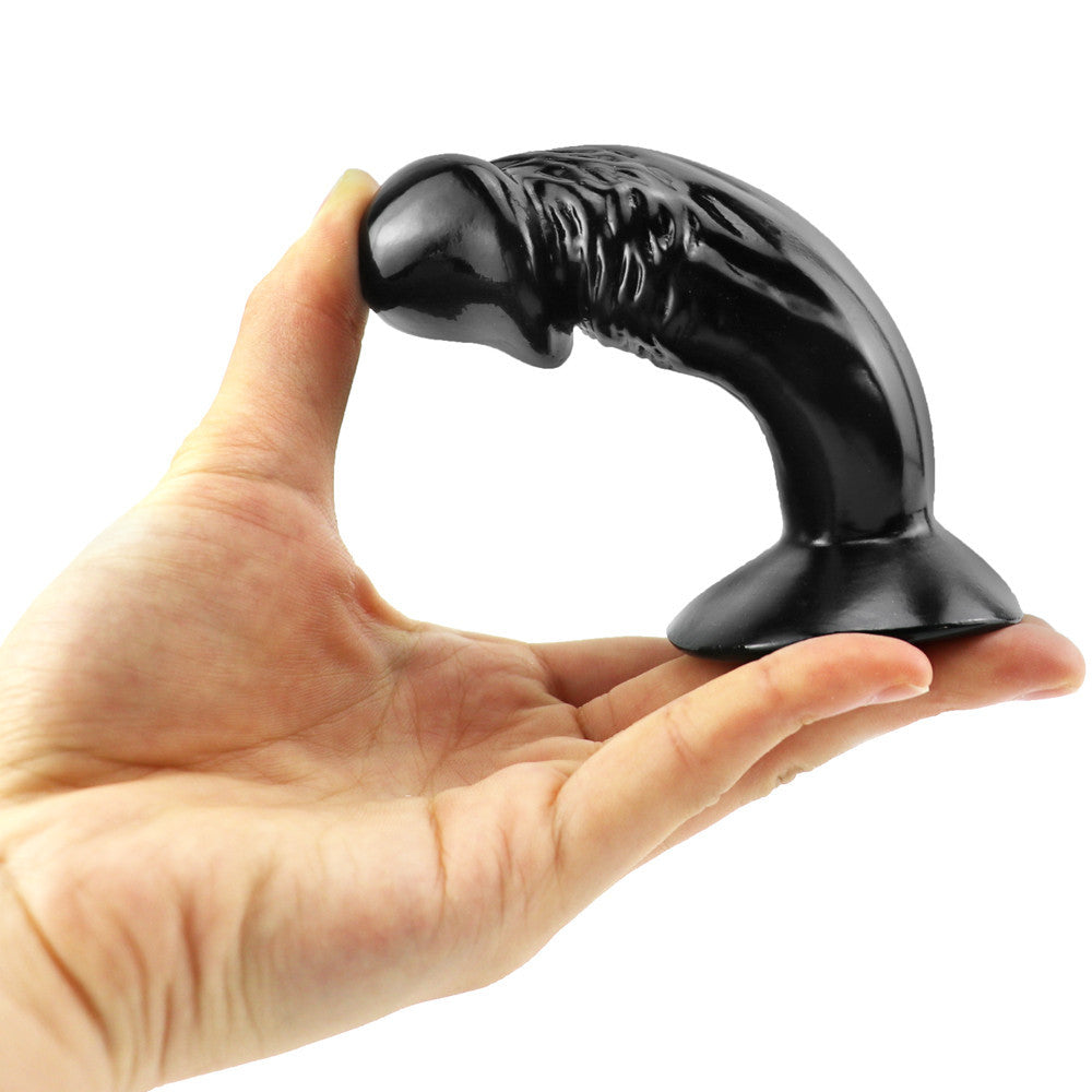 Short 4 INCH  Black Realistic Suction Cup dildo