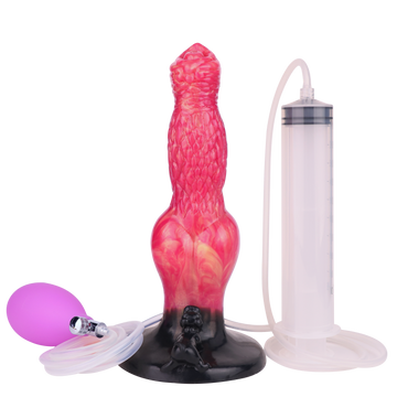8 Inch Red Inflatable Squirting Dog Dildo