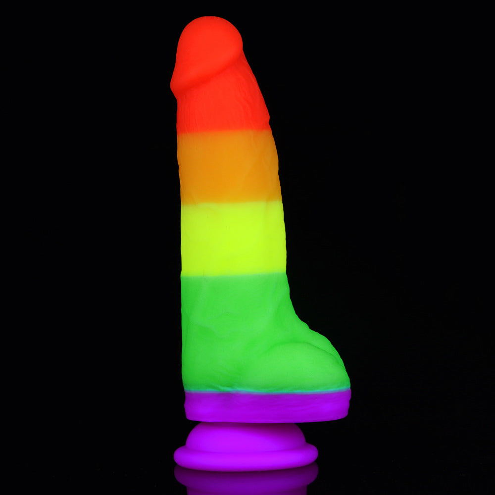 Rainbow Silicone Simulation Penis Dildo