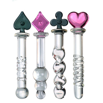 7 Inch Playing Cards Meet Clear Glass Dildo