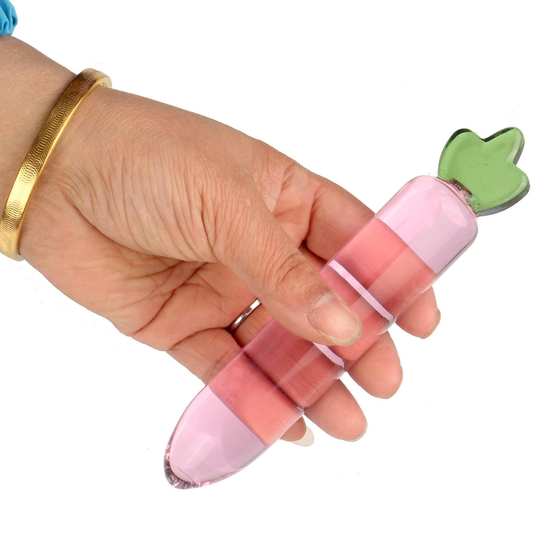 Pink Carrot Glass Dildo Butt Plug