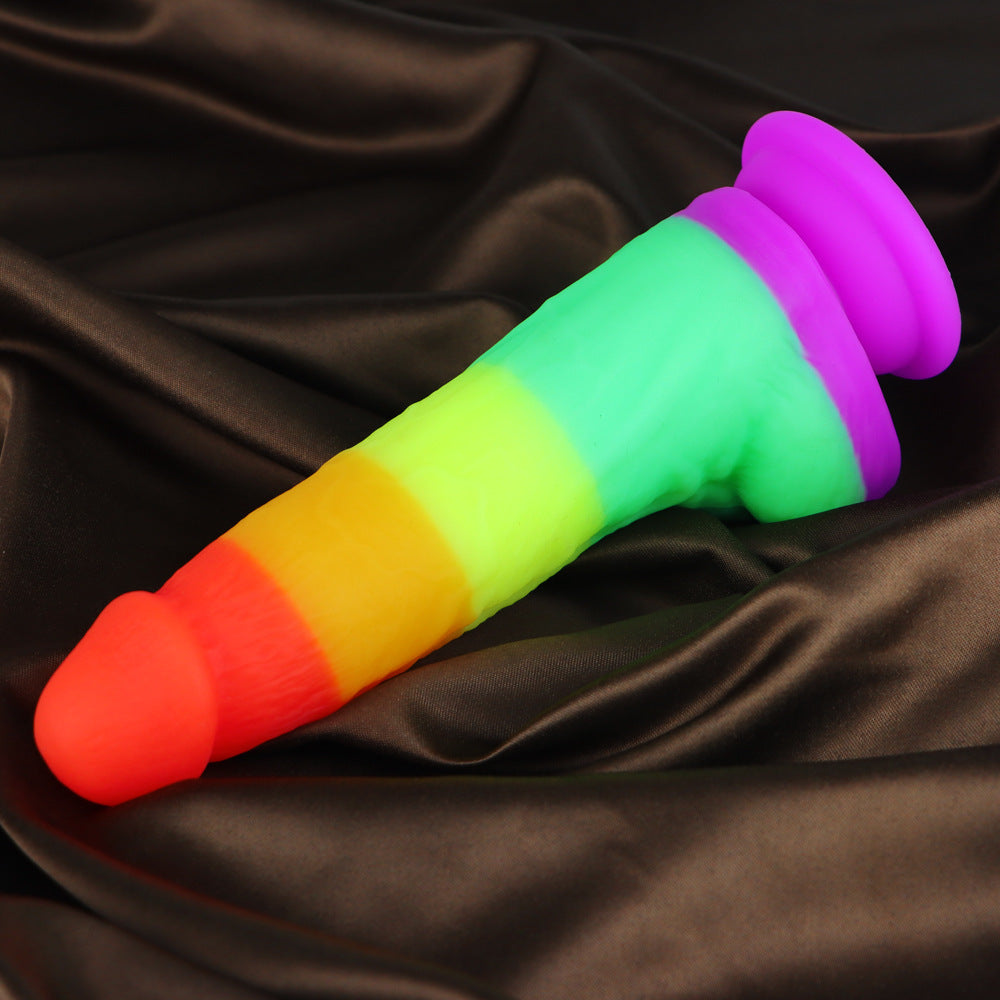 Rainbow Silicone Simulation Penis Dildo