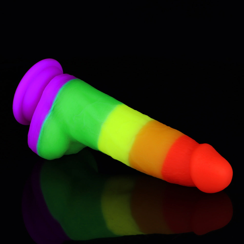 Rainbow Silicone Simulation Penis Dildo