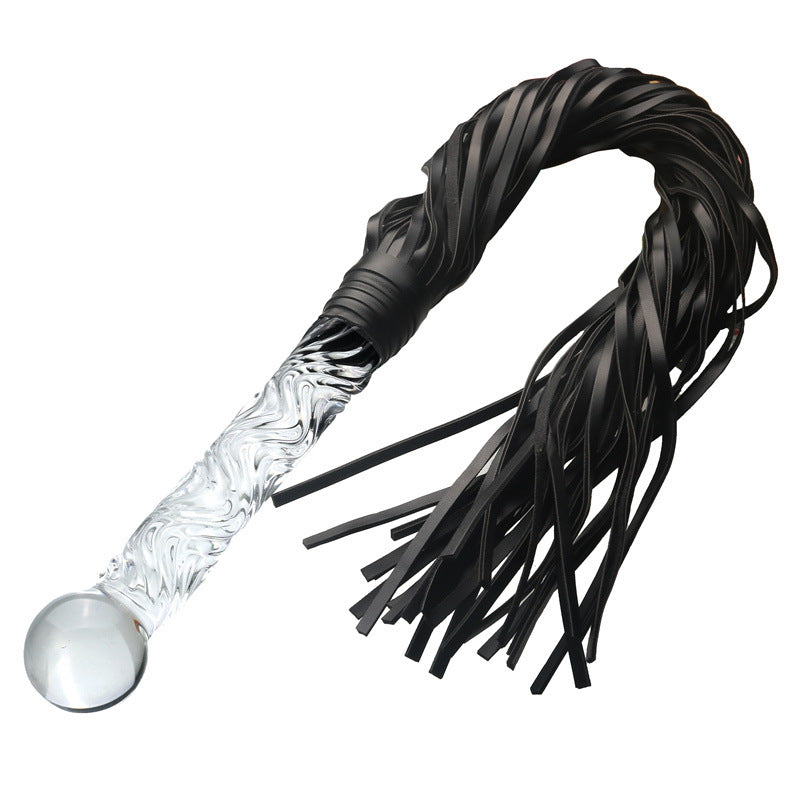 Black Multi Tail Whip BDSM Glass Dildo