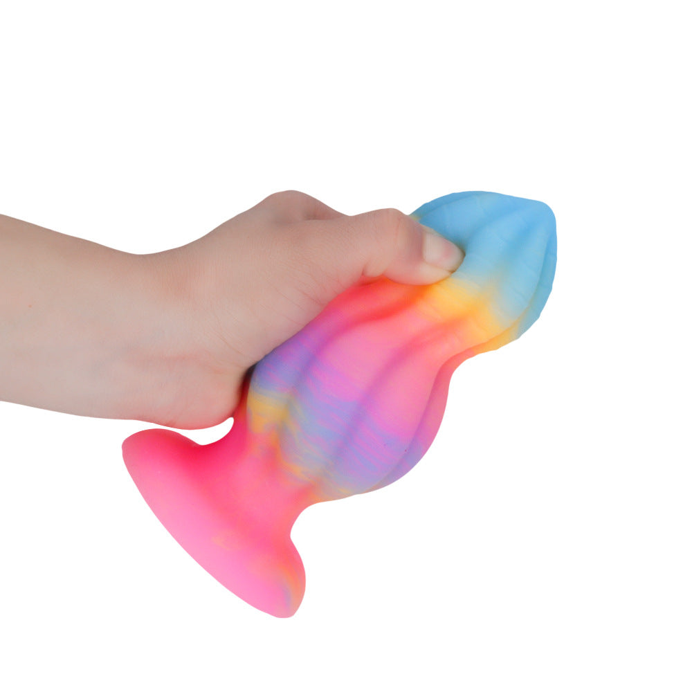 Glow in the Dark Rainbow Dildo Silicone Butt Plug