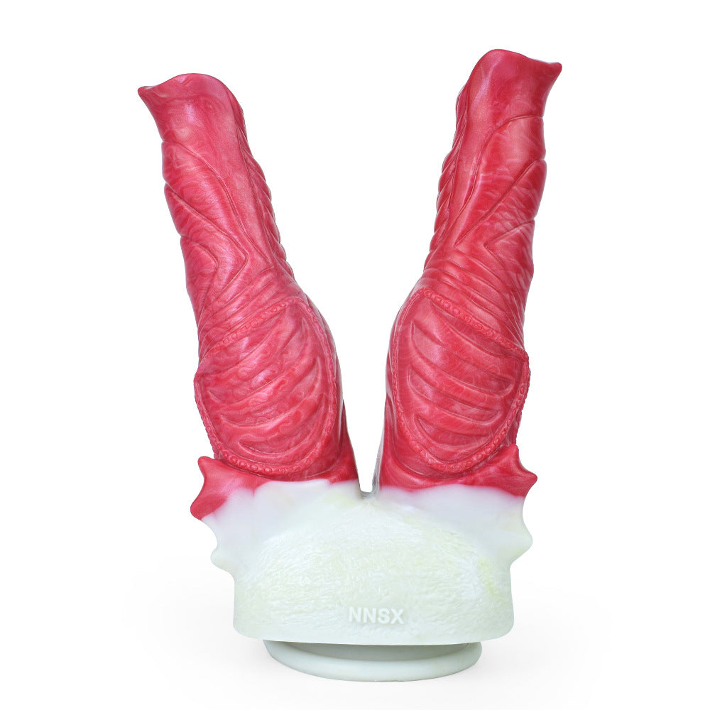 Red Dual Tentacle Textured Silicone Butt Plug