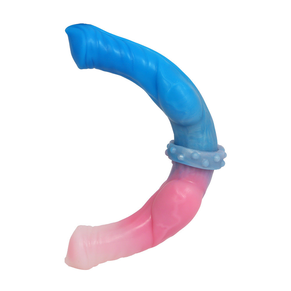 Blue Pink Double Knot Horse Double Dildo