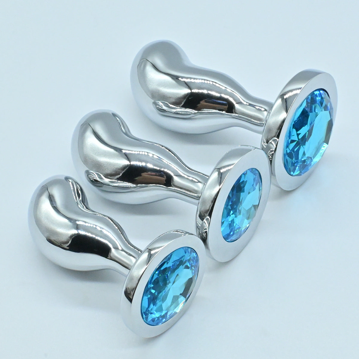 Thumb Metal Blue Butt Plug with Gem Kit