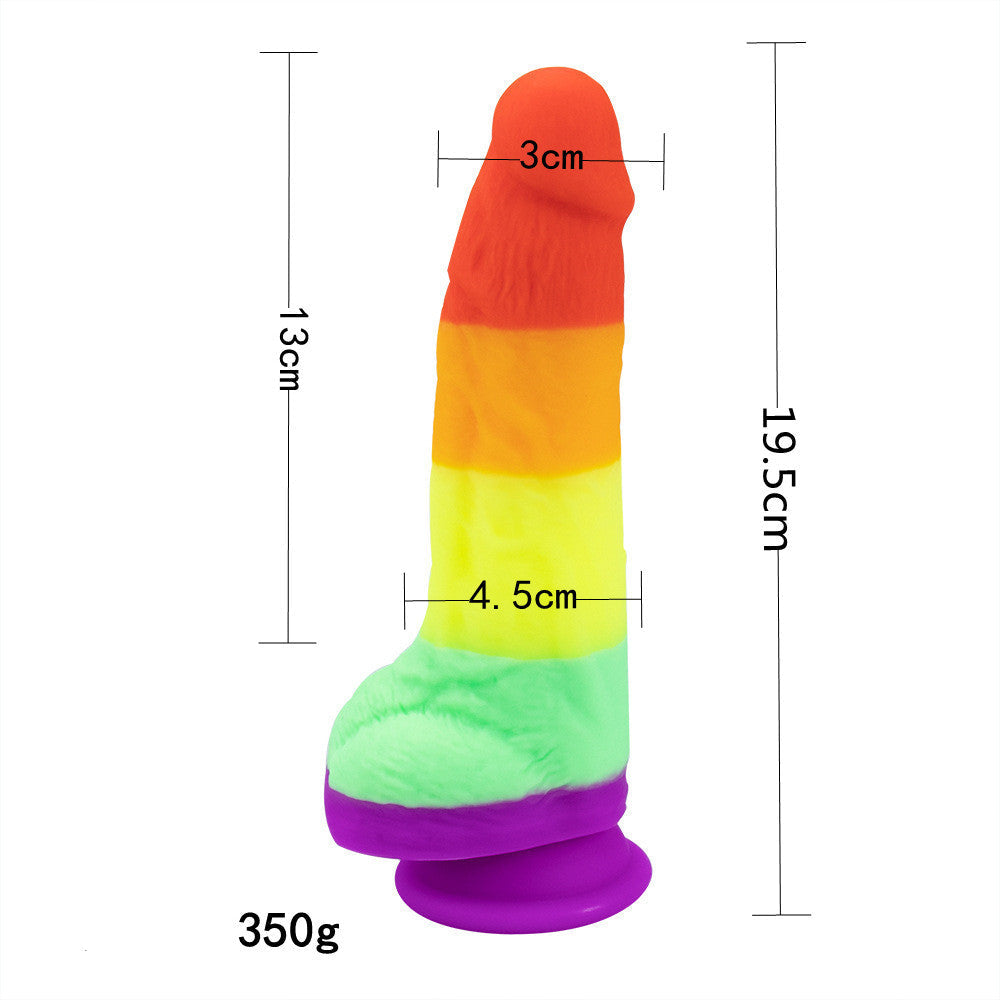 Rainbow Silicone Simulation Penis Dildo