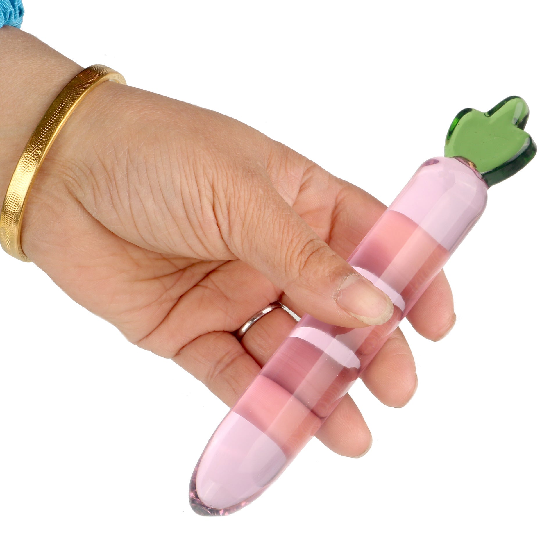 Pink Carrot Glass Dildo Butt Plug