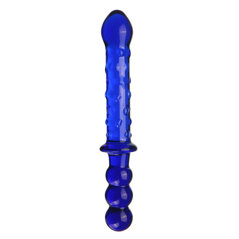 Beaded Textured Glass Dual Purpose Dildo