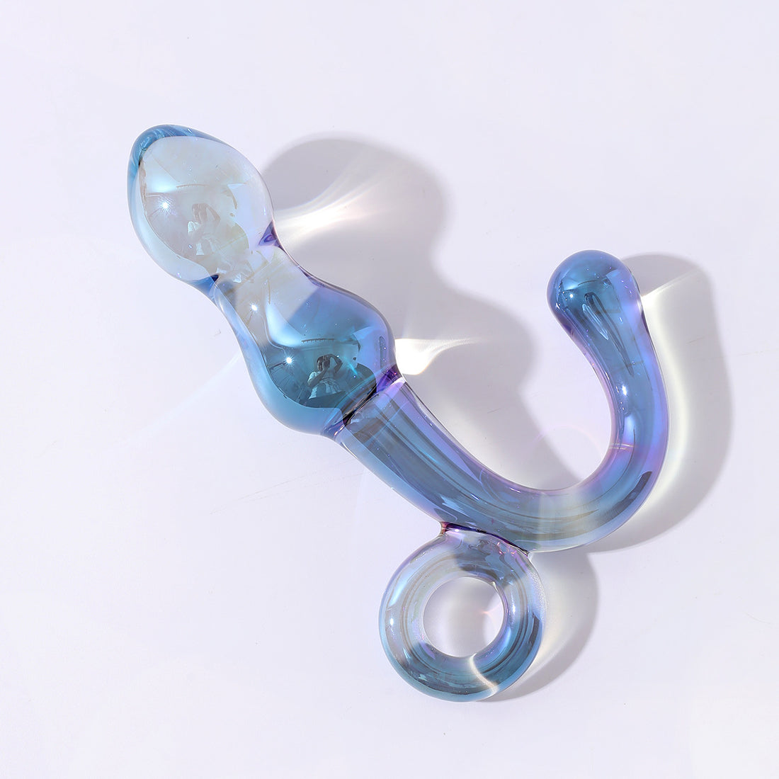 Purple G Spot Massage Glass Dildo with Handle