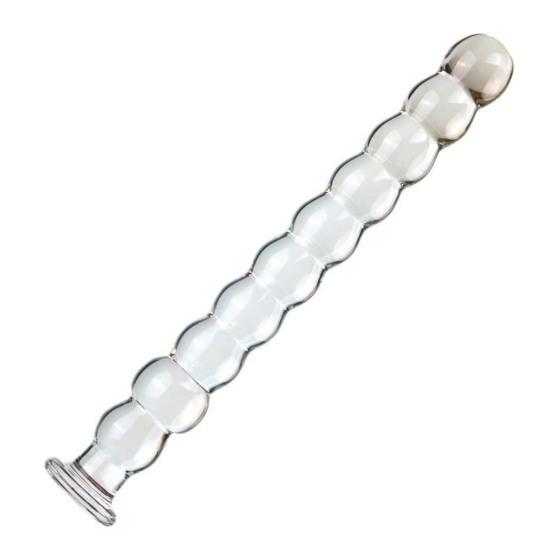 Beaded Textured Glass Dual Purpose Dildo