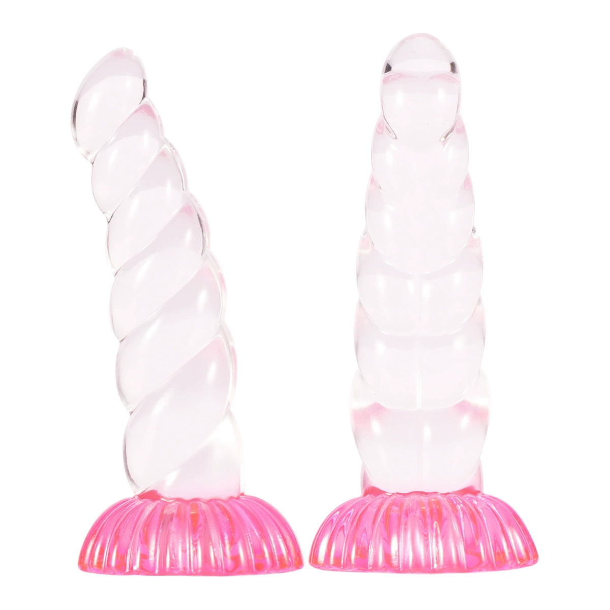 Ribbed Anal Plug Clear Unicorn Horn Dildo