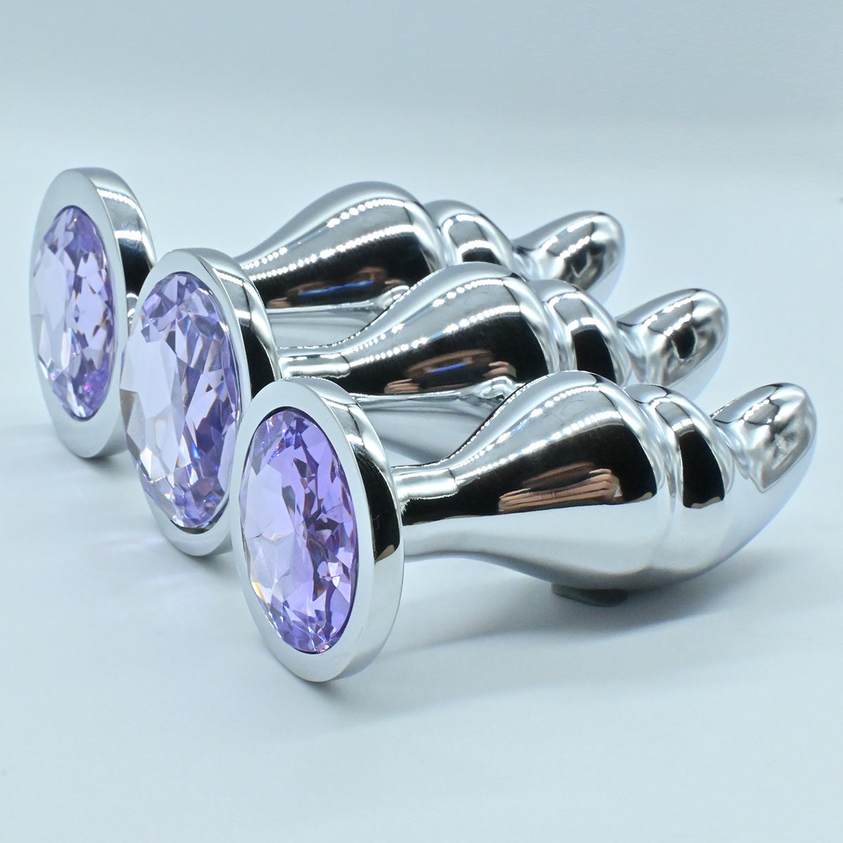 G spot Metal Purple Anal Plug with Gemstone