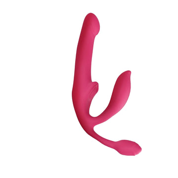Pink Strapless Strap On Lesbian Vibrating Dildo
